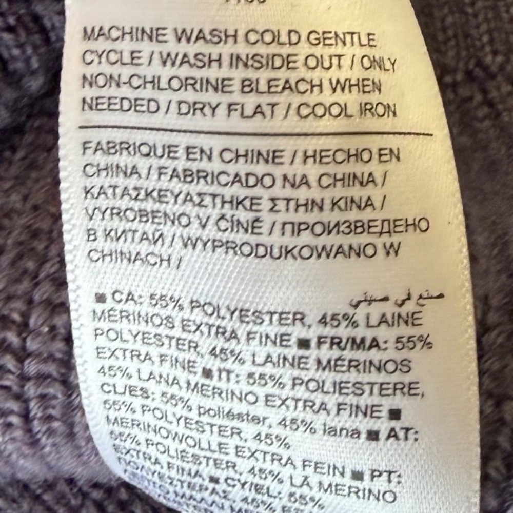 Athleta Hanover Merino Wool Sweater V-Neck Ribbed Lavender Gray Quiet Luxury M - Picture 11 of 13